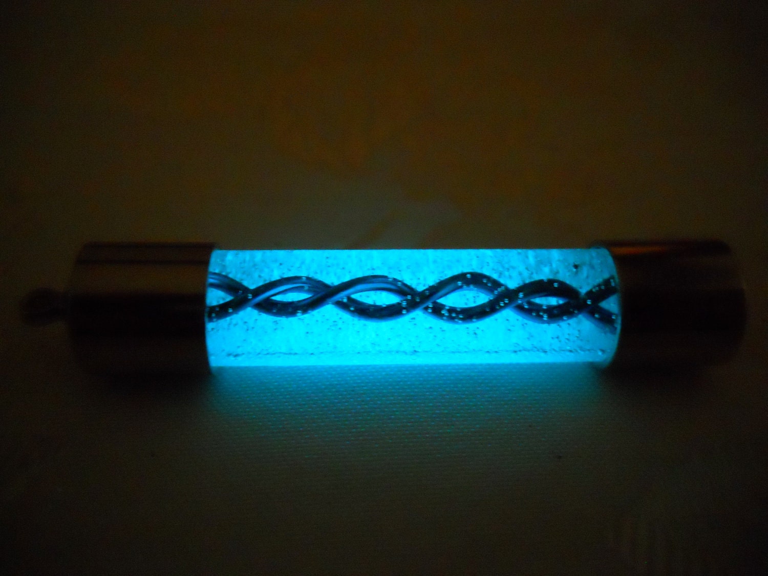 Glow in the Dark, UV Reactive Resident Evil Inspired Blue T Virus Capsule Pendant Necklace