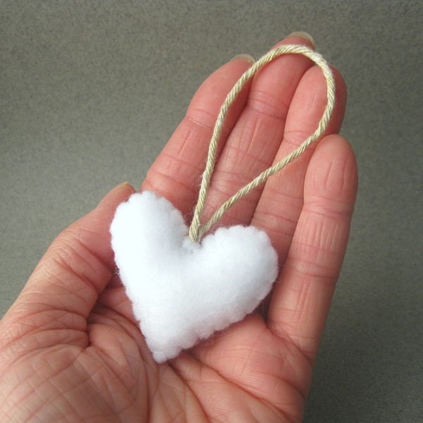 White Eco Friendly Heart Ornament Recycled Felt