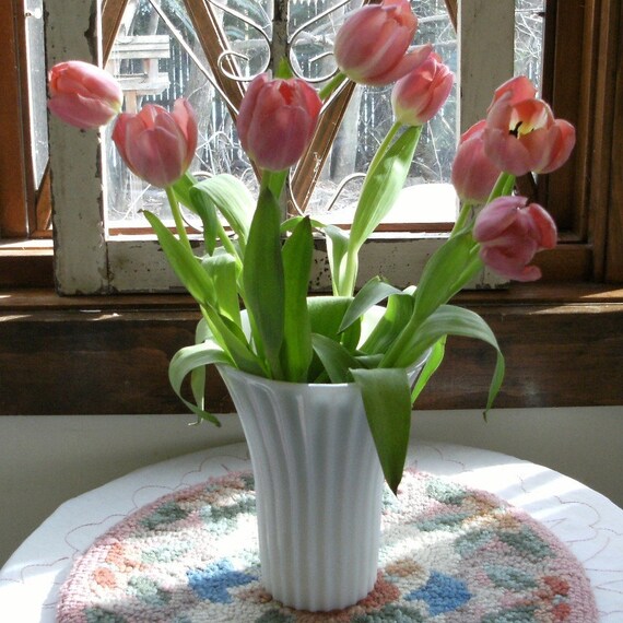 vintage MILK GLASS vase, white, large, modern meets shabby