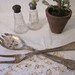 Silver Spoon and Fork serving set, salad servers, vintage tarnished charm, mix & match eclectic shabby table decor, rustic, distressed
