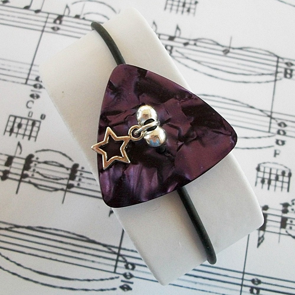 Guitar Pick Bracelet Purple Pearloid Star