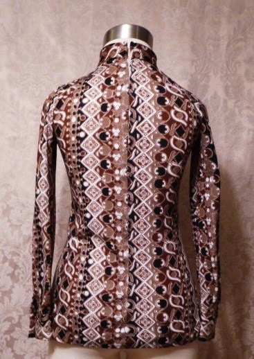 1960s Saks Fifth Avenue Pucci Style Turtleneck Blouse Made in Italy