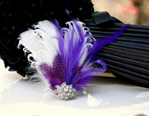 Ivory & Royal Purple / Bellflower Fascinator. Classy Stylish Trendy Chic Statement, Bridal Bride Couture Fan, Turquoise Aqua, Summer Trend