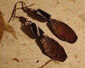 Hammered Copper Earrings with Bone Bead