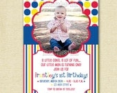 Primary Colors Dots and Stripes Photo Birthday Invite - PRINTABLE INVITATION DESIGN Il_170x135