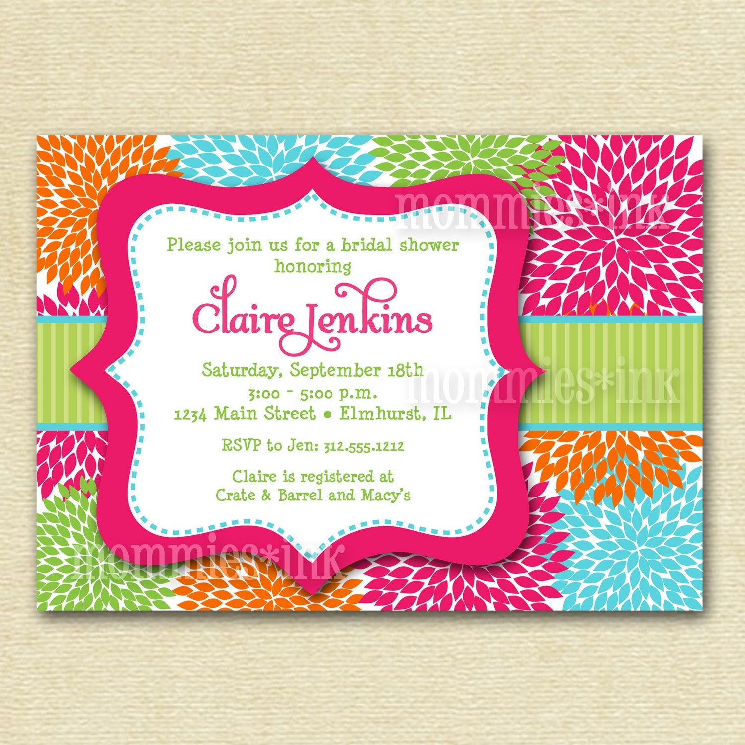 Mod Bright Blooms Bridal Shower Invitation - PRINTABLE INVITATION DESIGN Il_170x135