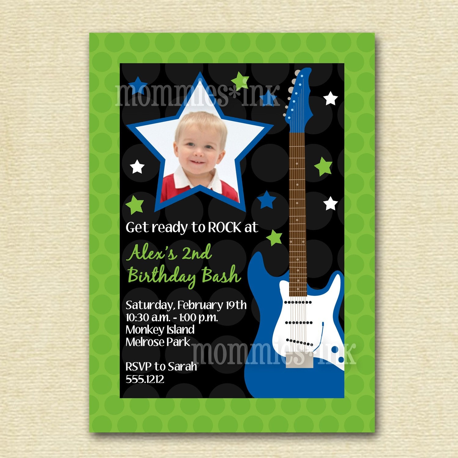 Rock Star Guitar - Boy- Birthday Party Invitation - PRINTABLE INVITATION DESIGN Il_170x135