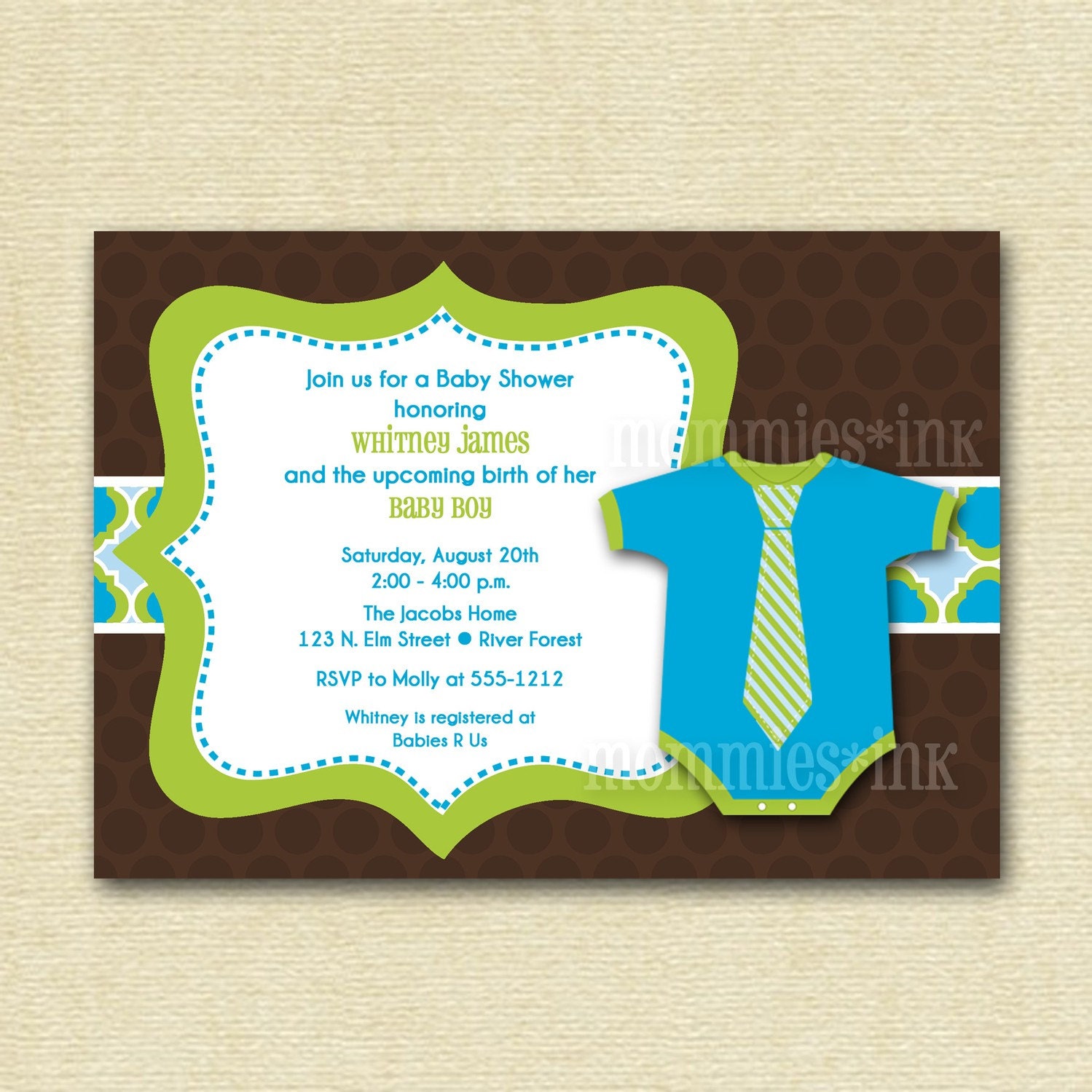 Onesie Baby Shower Invitation  - PRINTABLE INVITATION DESIGN