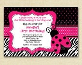 Pink Mod Ladybug - Custom Photo Birthday Invitation - PRINTABLE INVITATION DESIGN Il_170x135