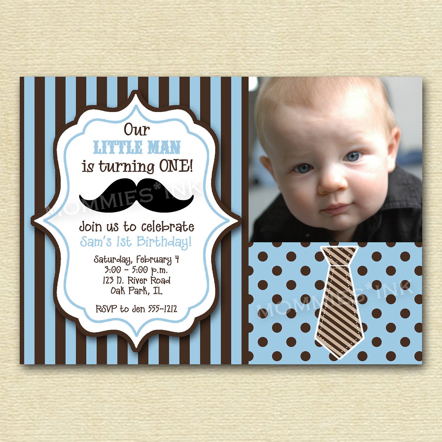 Moustache Mustache Little Man Birthday Party Invitation - PRINTABLE INVITATION DESIGN Il_170x135