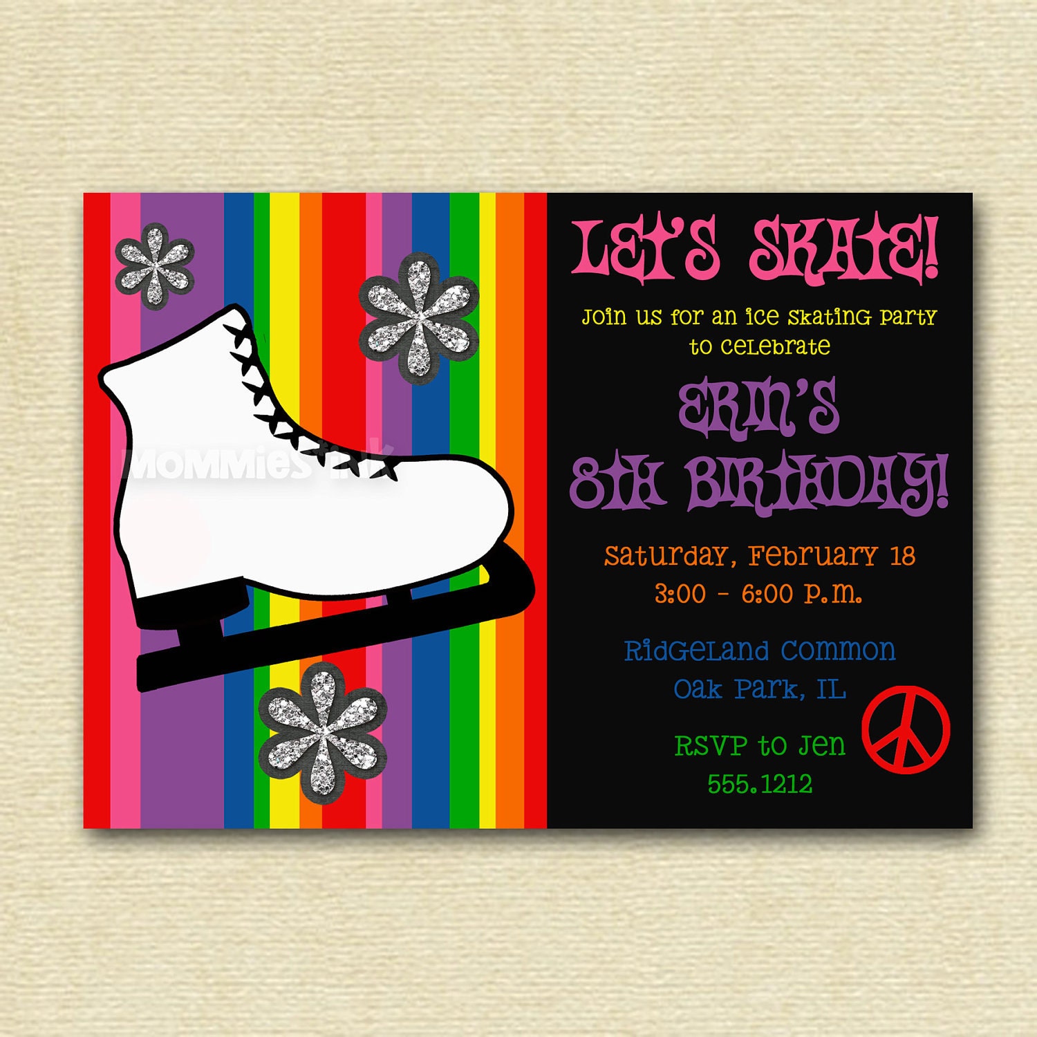 Ice Skate - Ice Skating Birthday Party Invitation  - PRINTABLE INVITATION DESIGN