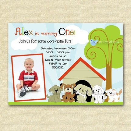 Puppy Dog Photo Birthday Party Invitation - PRINTABLE INVITATION DESIGN Il_570xn