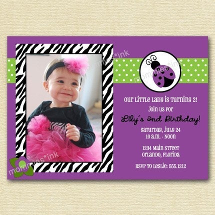 Purple Ladybug Birthday Invitation - PRINTABLE INVITATION DESIGN Il_570xn