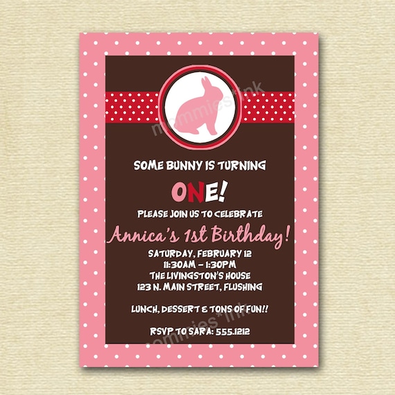 Bunny Rabbit Silhouette Birthday or Baby Shower Invite- PRINTABLE INVITATION DESIGN Il_570xn