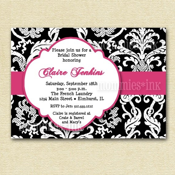 Mod Damask Baby or Bridal Shower Invitation - Pick Your Colors - PRINTABLE INVITATION DESIGN Il_570xn
