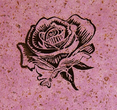 Black Rose Linocut- Valentine Goth Romance- Original Artists Print- 11 x 14 inch  28 x 35 cm