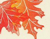 Autumn Linocut Print- Woodland Eco Natural- Maple Leaf- 8x10 inch 20 x 25 cm - Printmistress888