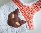 Plastic bag dispenser, bag holder, peach with brown cat face