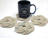 Tan Nautical Turk's Head Woven Coasters