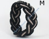 Rope Bracelet Sailor Knot Black and Tan Cotton