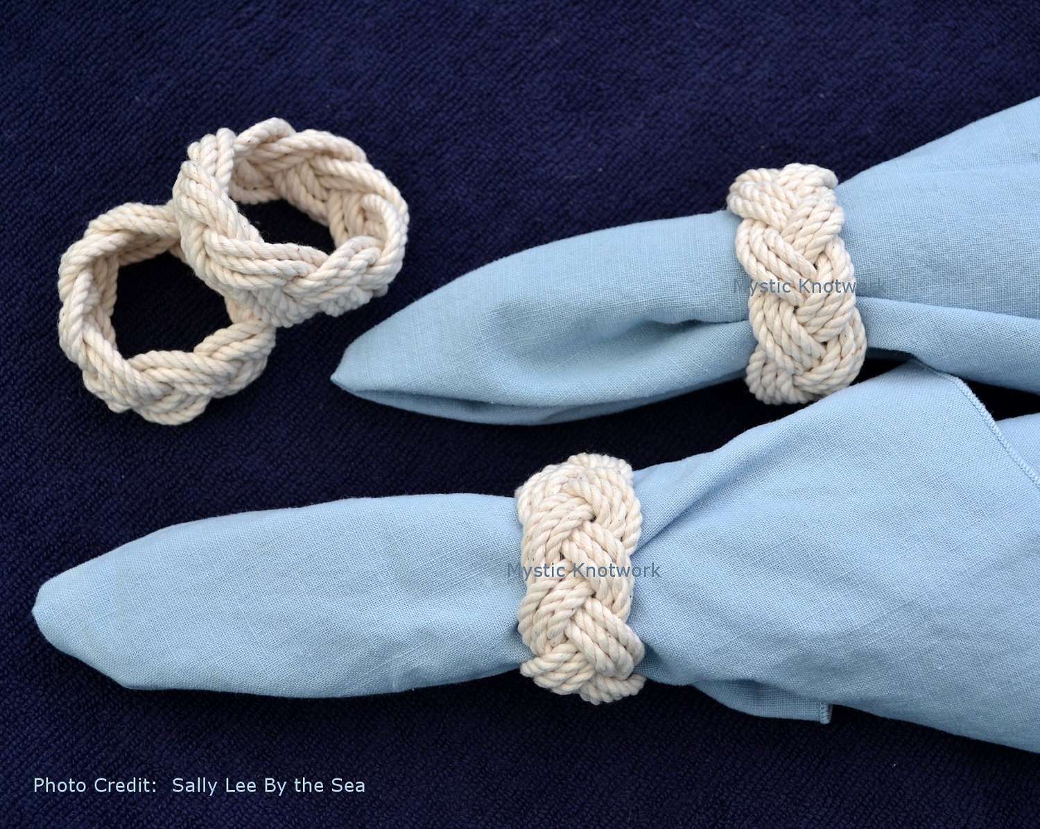 Nautical Knot Napkin Rings Natural White Pack of 4