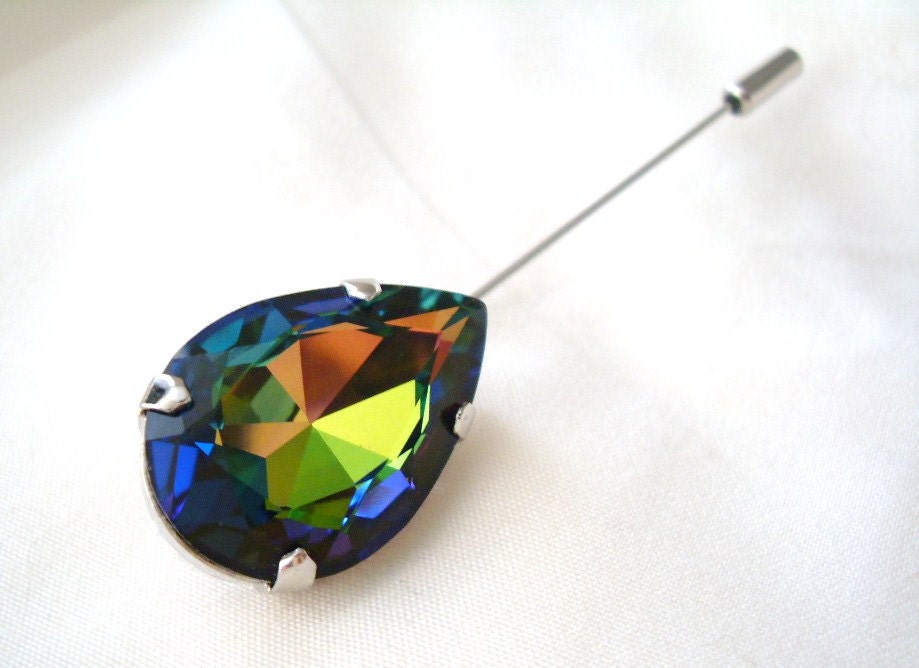 PeacockTeardrop Rhinestone Hijab pin, Scarf pin, Shawl pin, Brooch, Green, Yellow, Red, Birthday Eid gift present for her, wedding