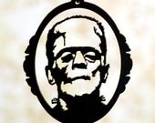 Frankenstein Monster inspired necklace in black stainless steel - horror movie psychobilly jewelry