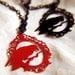Perched Raven Cameo silhouette necklace in red stainless steel - woodland crow bird necklace