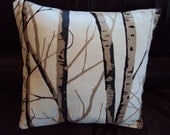 Pillow Silver birch trees brown black beige cream Cushion cover  UK designer fabric  16 x 16 inch handmade pillow cover throw cover