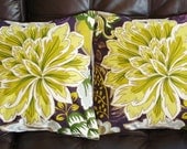 Decorative Pillows Yellow purple green blue flower leaf  Design UK fabric two 18 x 18  throw pillow