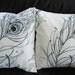 Throw pillow covers black grey gray graphite peacock feather design cushion shams UK designer fabric covers two 18 x 18 inch handmade