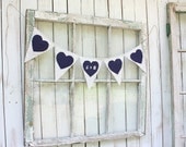 Navy Blue Heart garland personalized with your initials - victorianstation