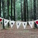 Love Sweet Love burlap banner with red fabric hearts