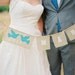 Just Married banner with aqua love birds as seen in Style Me Pretty,personalized with your initials