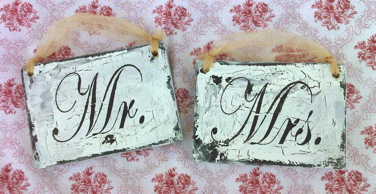 Mr and Mrs Wedding Shabby Chair Signs