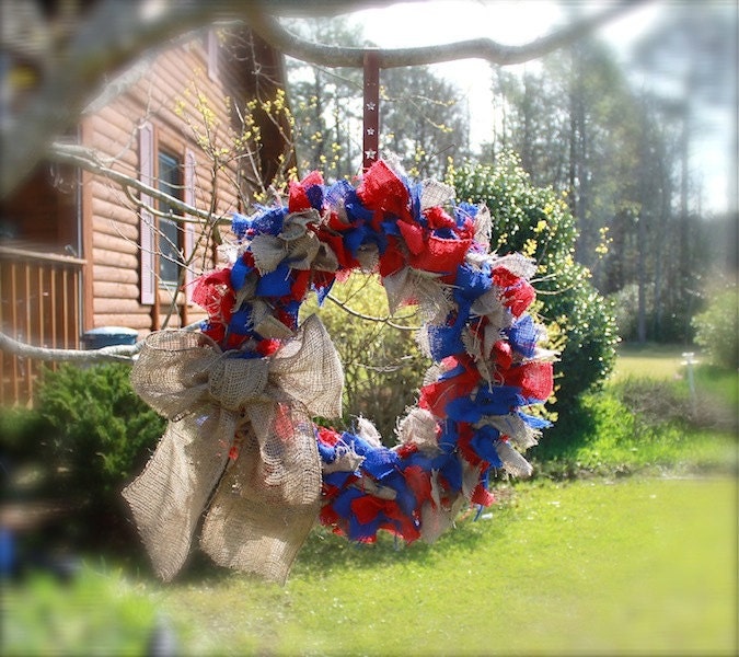 LARGE Primitive Burlap Wreath Gold Yellow Mustard Spring Home Americana Garden