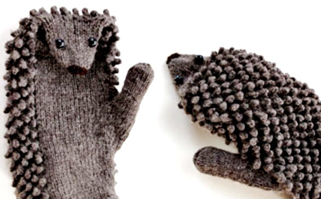 Hand Knit Hedgehog Mittens / Children Hedgehog gloves with eyelash yarn / Hedgehog Mitts made to order / Gloves