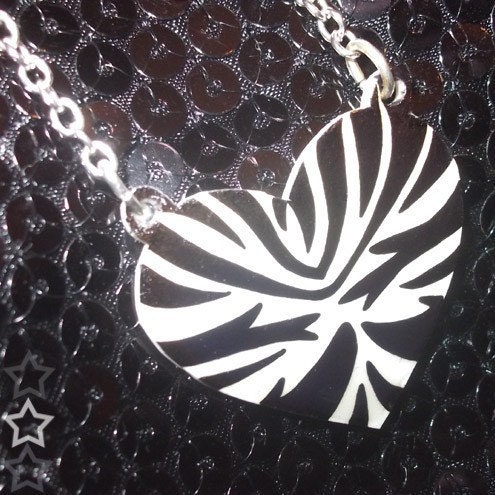 Zebra Heart necklace - Wild Animal print heart pendant