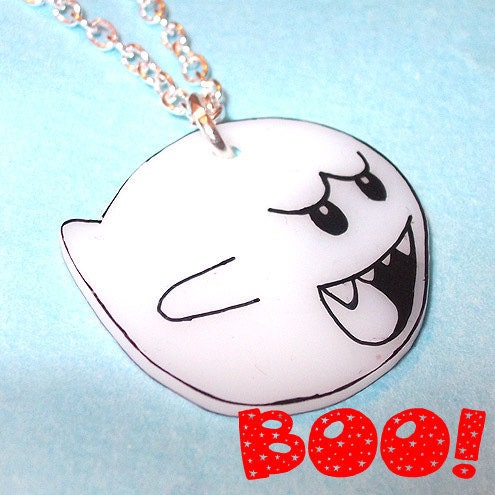 Boo... Ghost necklace, Super Mario inspired, video game geekery