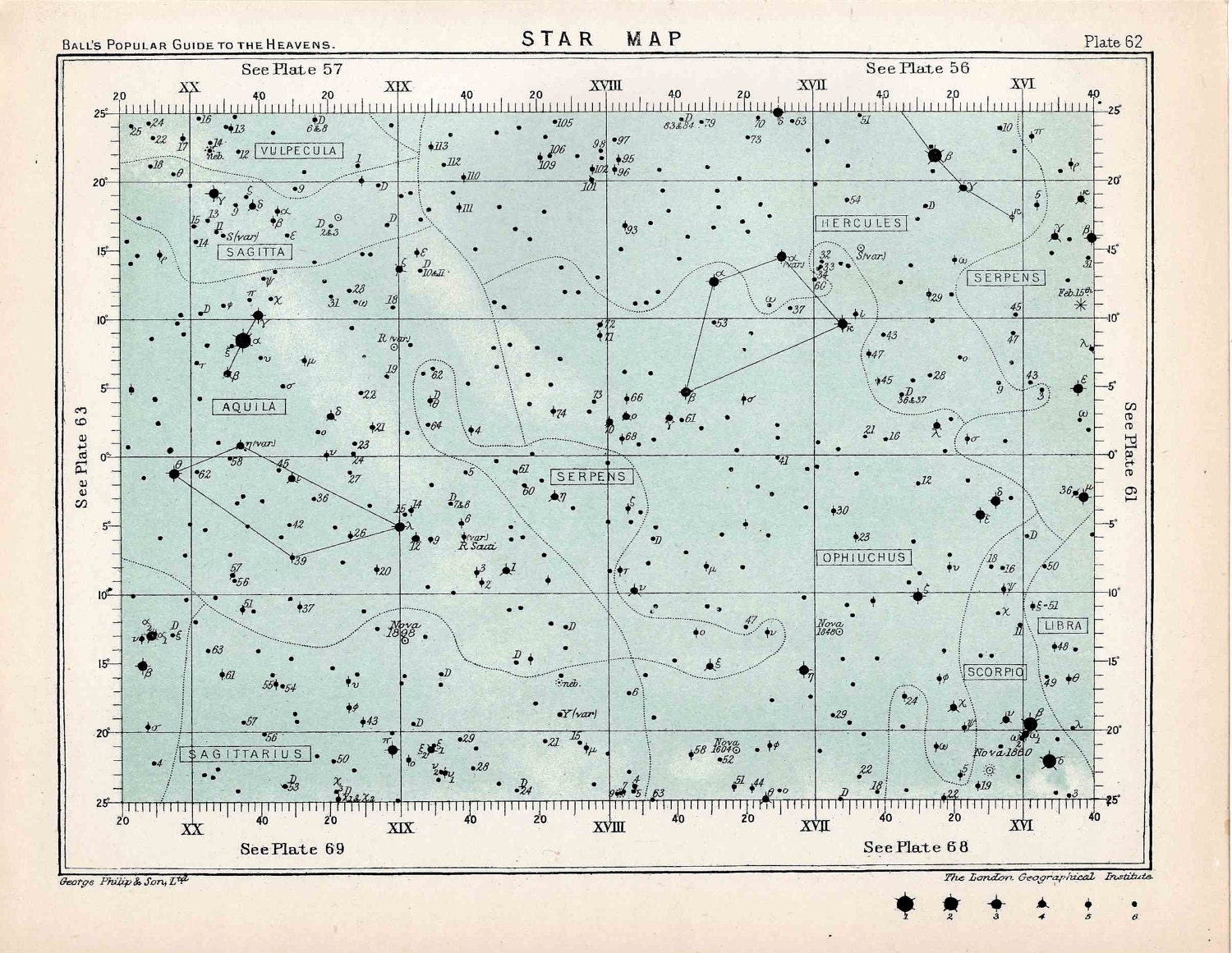 1904 star map 62 original antique celestial astronomy star print