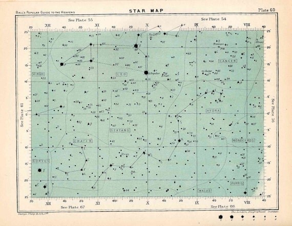 1904 star map 60 original antique celestial astronomy star print