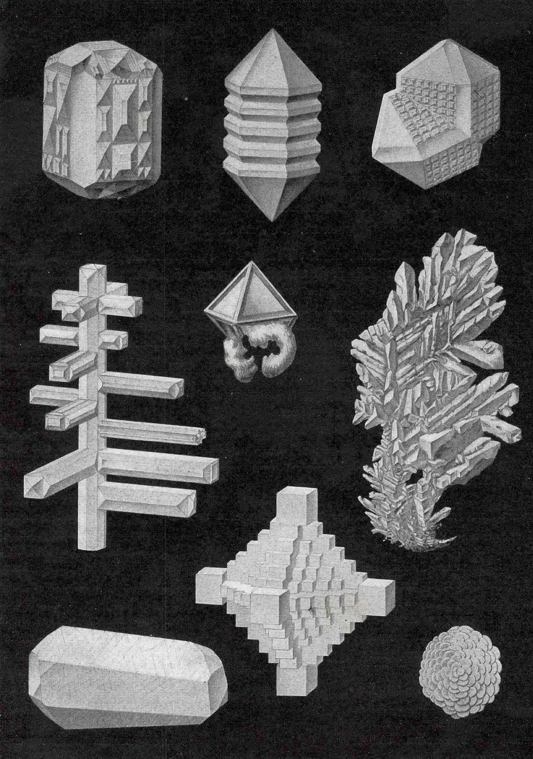 1900 crystal forms original antique weather science print no. 2