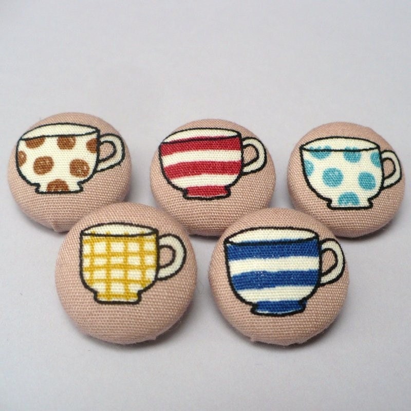 Handmade Tea Cup Buttons - Set of 5 - UK Seller