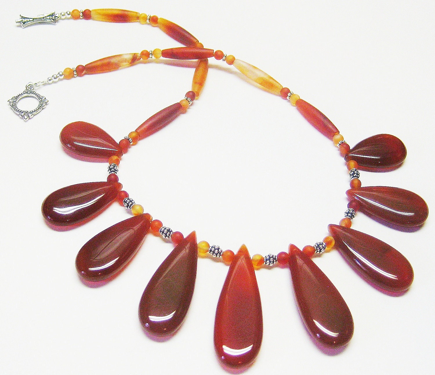 Red Orange Carnelain Pendant Necklace