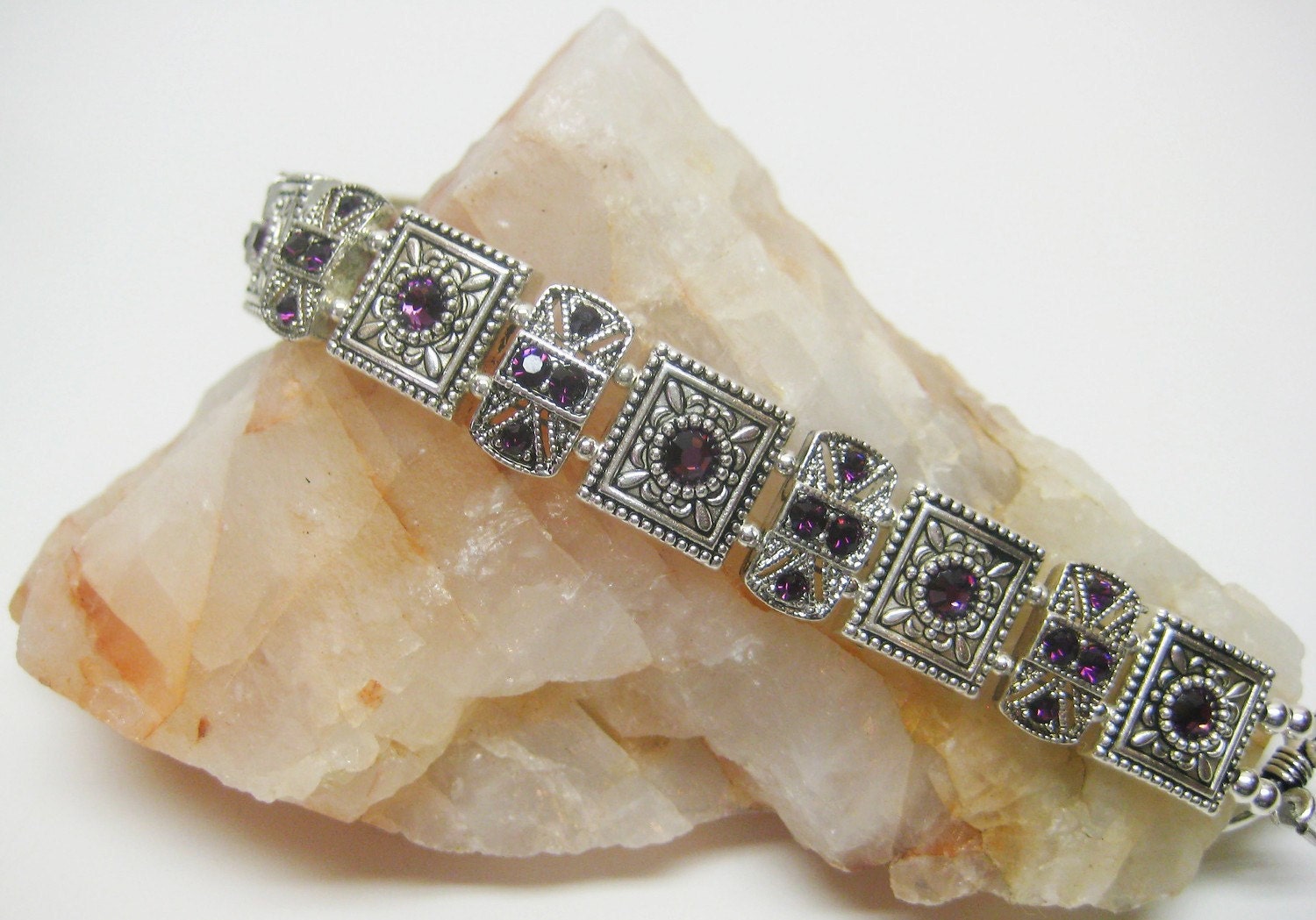 Amethyst Swarovski Crystal Cuff Bracelet