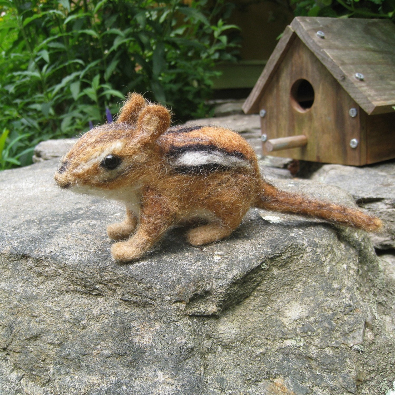 Chippi the chipmunk, needle felted animal fiber art