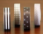 Japanese Washi Tape ReMix Dark Brown Stripe Bow Light Gingham Dots