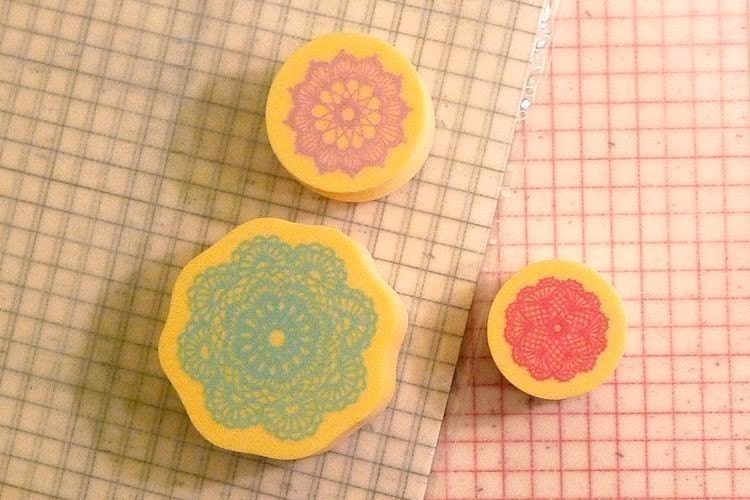 Pretty Floral Lace Rubber Stamp Set of 3 Stamps