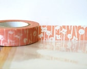 Pretty Japanese Washi Tape - Small Flowers Peachy Pink Masking Tape 15mm Gift Package, Scrapbooking