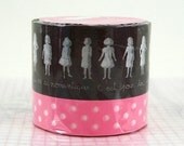 Scrapbook Embellishment French Girl Polka Dots Pattern Washi Tape Set of 2 BROWN/PINK
